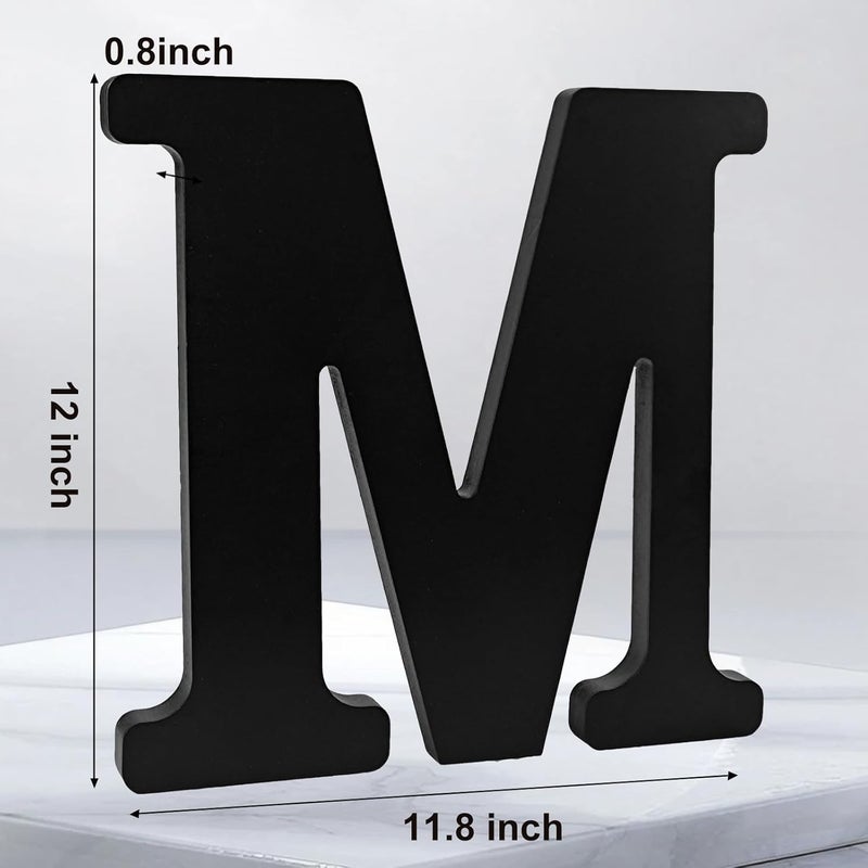 AOCEAN 12 inch Black Wood Letters Unfinished Wood Letters for Halloween Decorative Standing Letters Slices Sign Board Decoration for Craft Home Party Projects (M) - Image 2